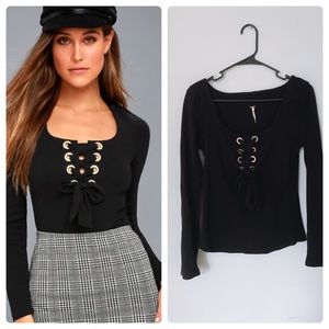 Free People Lace up Top
